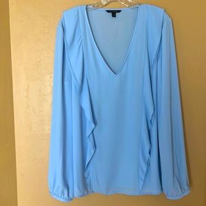 Banana Republic extra-large, sheer blue blouse.